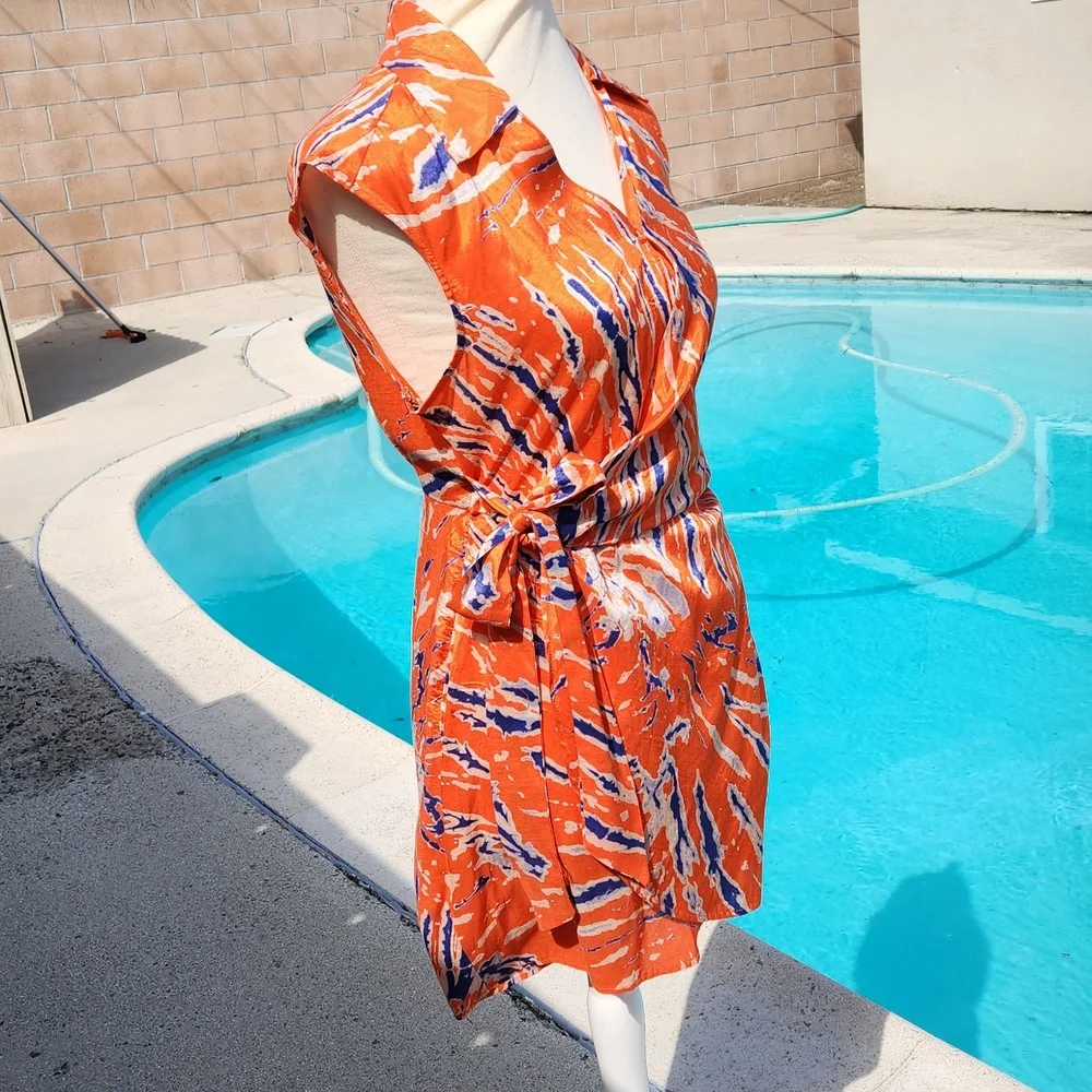 NWT Urban Outfitters Orange Wrap Mini Dress - Picture 4 of 10